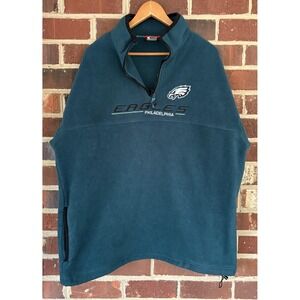 Philadelphia Eagles Jacket Mens XL Green NFL Football Fleece 1/4 Zip Pullover